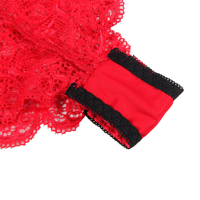 SUBBLIME - 953904 SILK AND LACE NIGHTGOWN + PANTIES RED L/XL - Amore24