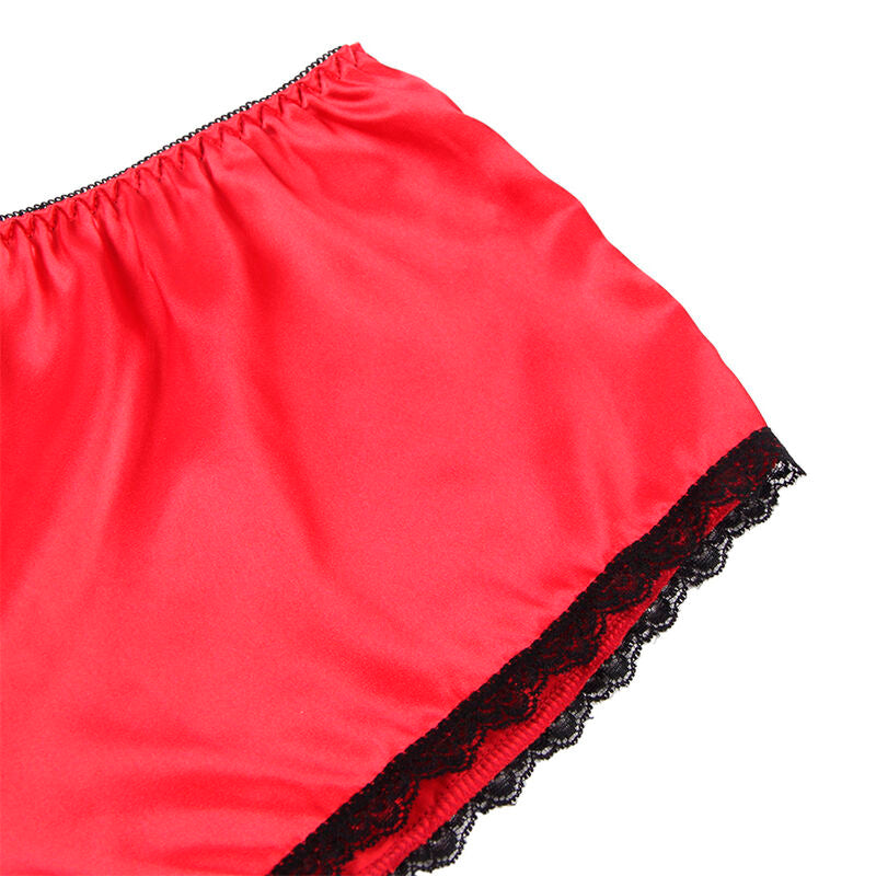 SUBBLIME - 953904 SILK AND LACE NIGHTGOWN + PANTIES RED L/XL - Amore24