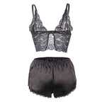 SUBBLIME - 953928 SILK AND LACE NIGHTGOWN + PANTIES BLACK L/XL - Amore24