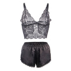 SUBBLIME - 953928 SILK AND LACE NIGHTGOWN + PANTIES BLACK L/XL - Amore24