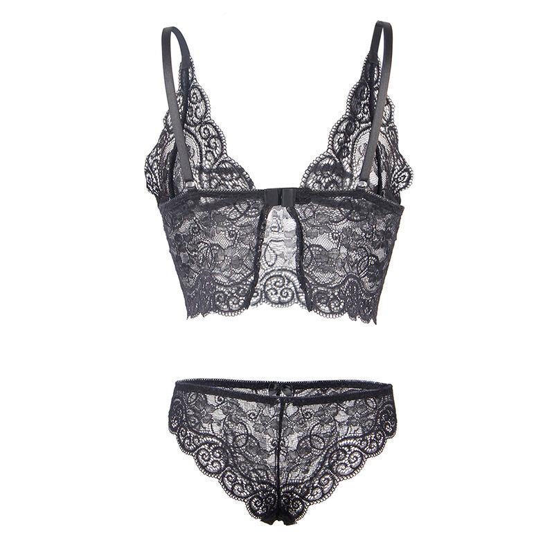 SUBBLIME - 953928 SILK AND LACE NIGHTGOWN + PANTIES BLACK L/XL - Amore24