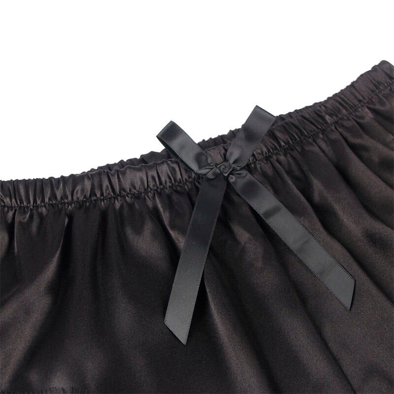 SUBBLIME - 953942 CASUAL SILK NIGHTGOWN + LACE PANTS BLACK L/XL - Amore24
