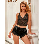 SUBBLIME - 953942 CASUAL SILK NIGHTGOWN + LACE PANTS BLACK L/XL - Amore24