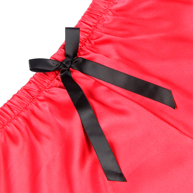 SUBBLIME - 953966 CASUAL SILK NIGHTGOWN + LACE PANTS BLACK/RED L/XL - Amore24