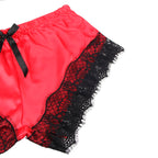 SUBBLIME - 953966 CASUAL SILK NIGHTGOWN + LACE PANTS BLACK/RED L/XL - Amore24