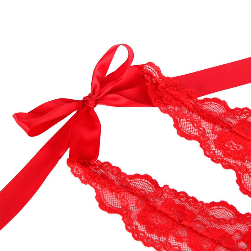 SUBBLIME - 953973 SEXY BODY WITH RUFFLES + BELT RED S/M - Amore24