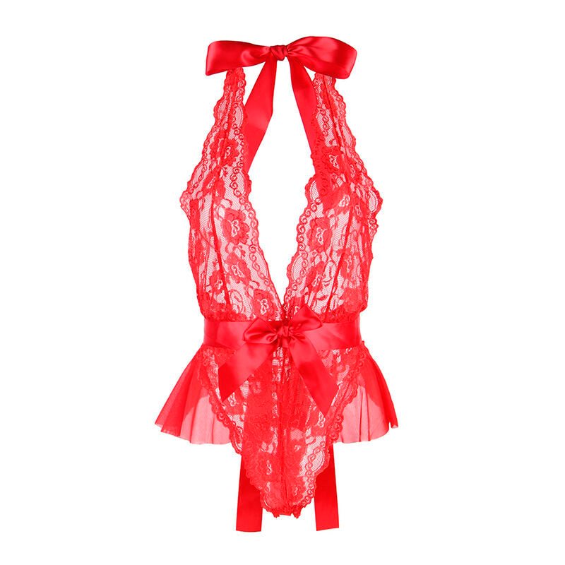 SUBBLIME - 953973 SEXY BODY WITH RUFFLES + BELT RED S/M - Amore24