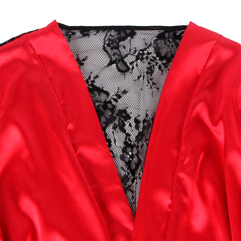 SUBBLIME - 954024 LACE SHEER BACK CAMISOLE + THONG RED/BLACK L/XL - Amore24