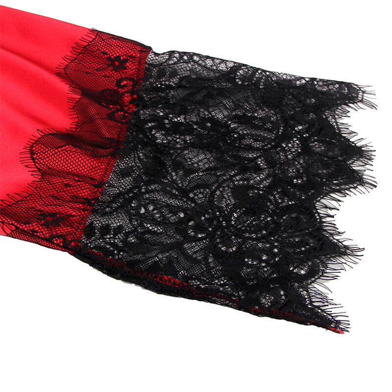 SUBBLIME - 954024 LACE SHEER BACK CAMISOLE + THONG RED/BLACK L/XL - Amore24