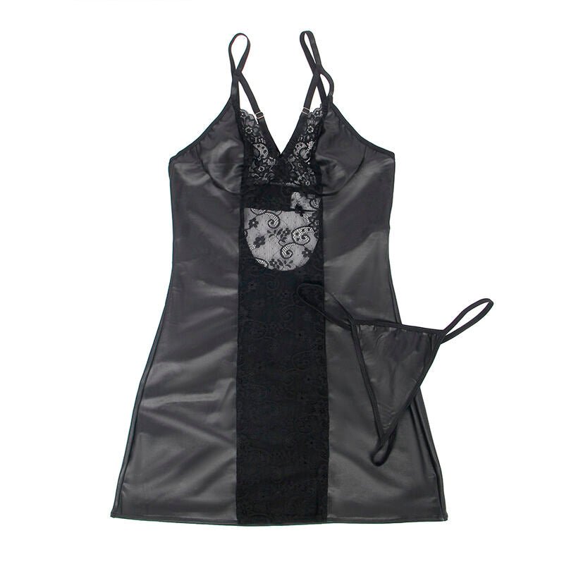 SUBBLIME - 954178 DRESS + THONG LEATHER BLACK L/XL - Amore24
