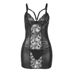 SUBBLIME - 954178 DRESS + THONG LEATHER BLACK L/XL - Amore24