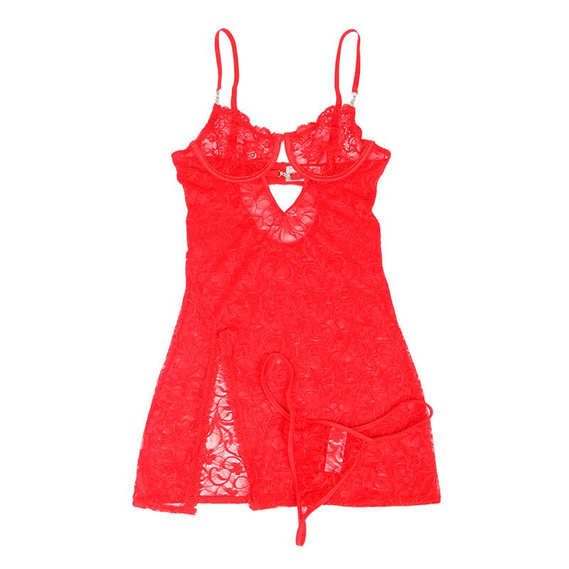 SUBBLIME - 954208 LACE BABYDOLL WITH ADJUSTABLE STRAPS RED S/M - Amore24