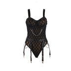 SUBBLIME - 954260 BODY WITH CHAINS + GARTER BELT BLACK S/M - Amore24
