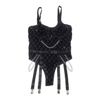 SUBBLIME - 954260 BODY WITH CHAINS + GARTER BELT BLACK S/M - Amore24