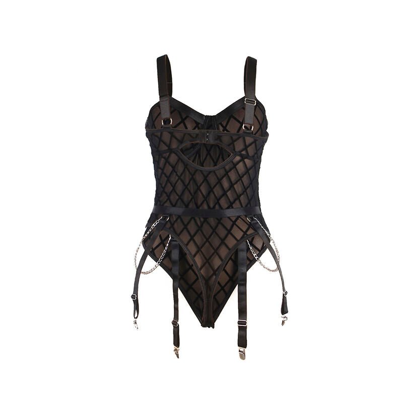 SUBBLIME - 954260 BODY WITH CHAINS + GARTER BELT BLACK S/M - Amore24