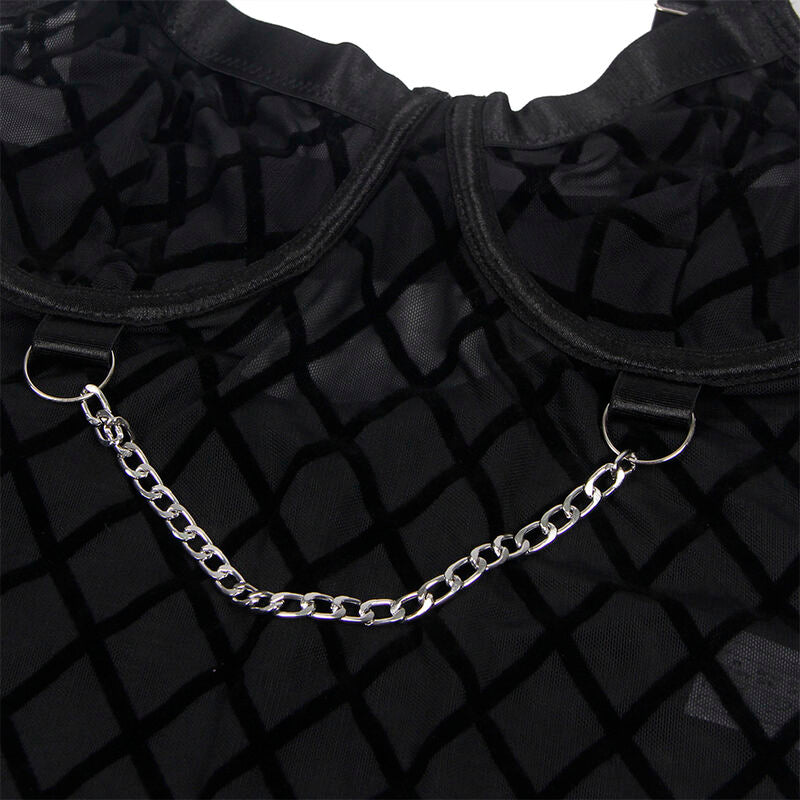 SUBBLIME - 9542277 BODY WITH CHAINS + GARTER BELT BLACK L/XL - Amore24