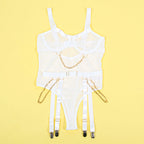 SUBBLIME - 954284 BODY WITH CHAINS + GARTER BELT WHITE S/M - Amore24