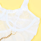 SUBBLIME - 954284 BODY WITH CHAINS + GARTER BELT WHITE S/M - Amore24
