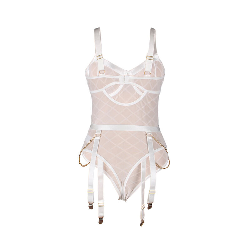SUBBLIME - 954291 BODY WITH CHAINS + GARTER BELT WHITE L/XL - Amore24