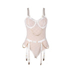SUBBLIME - 954291 BODY WITH CHAINS + GARTER BELT WHITE L/XL - Amore24