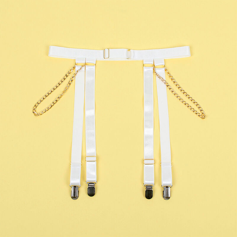 SUBBLIME - 954291 BODY WITH CHAINS + GARTER BELT WHITE L/XL - Amore24