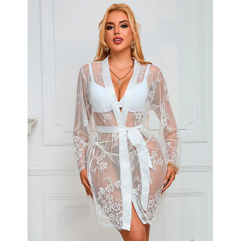 SUBBLIME - 954369 LONG SLEEVE NIGHTGOWN WITH FLORAL DESIGN WHITE S/M - Amore24