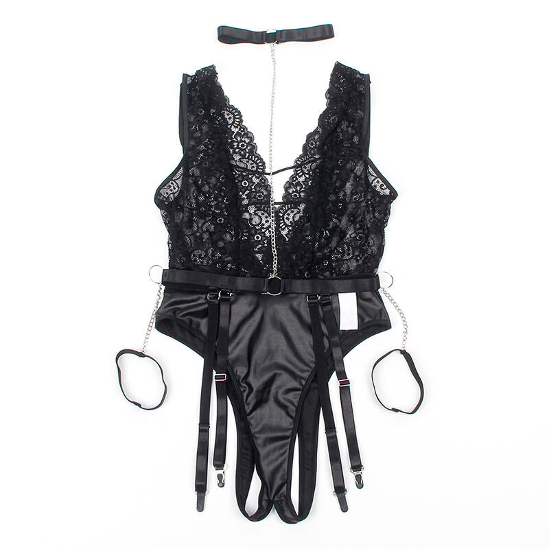 SUBBLIME - 954390 SEXY BODY WITH GARTER BELT BLACK L/XL - Amore24