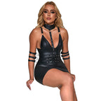 SUBBLIME - 954406 LEATHER BONDAGE DRESS BLACK S/M - Amore24