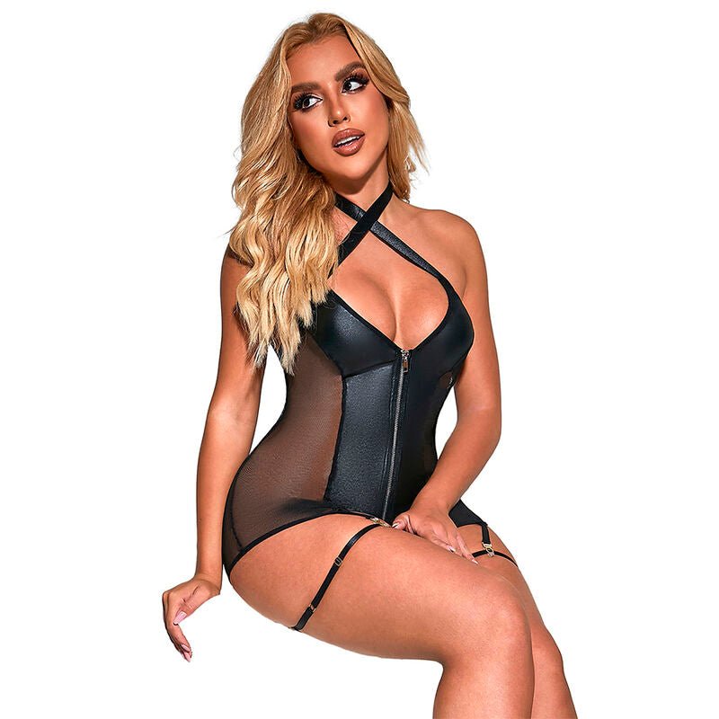 SUBBLIME - 954444 SEXY MESH DRESS LEATHER BLACK S/M - Amore24