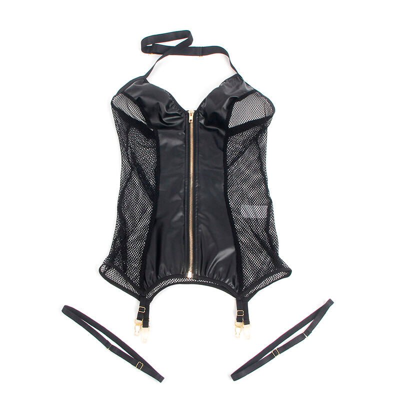 SUBBLIME - 954444 SEXY MESH DRESS LEATHER BLACK S/M - Amore24