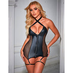 SUBBLIME - 954451 SEXY MESH DRESS LEATHER BLACK L/XL - Amore24
