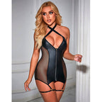 SUBBLIME - 954451 SEXY MESH DRESS LEATHER BLACK L/XL - Amore24