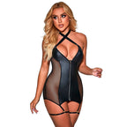 SUBBLIME - 954451 SEXY MESH DRESS LEATHER BLACK L/XL - Amore24