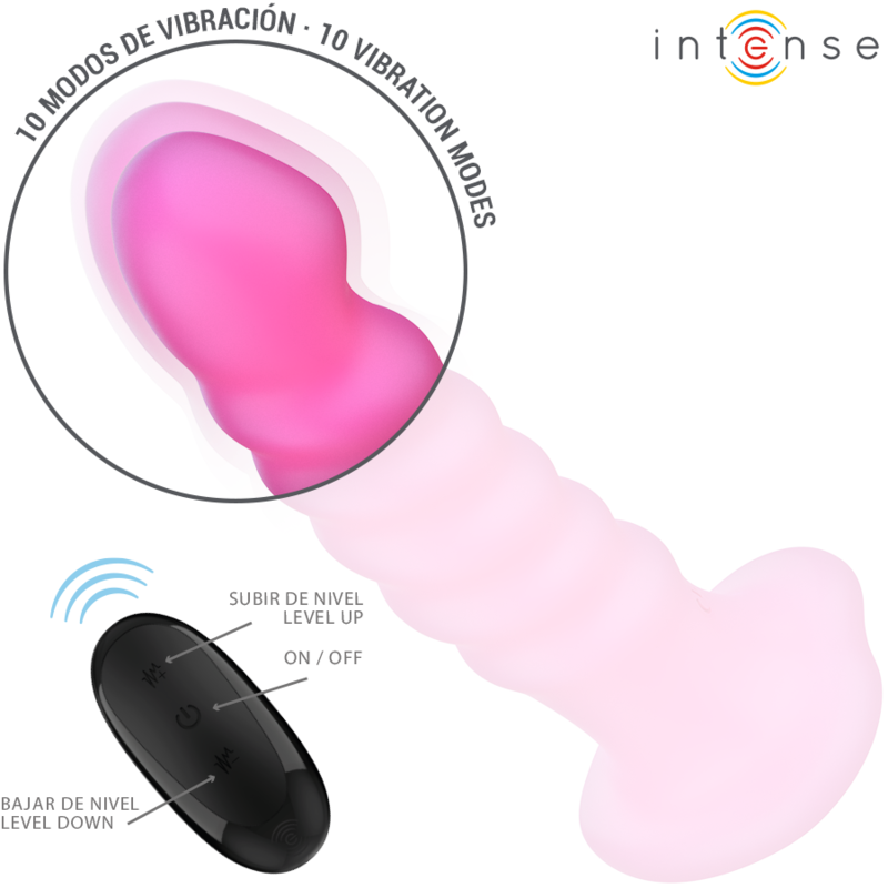 INTENSE - CINDY VIBRATOR SIZE L SPIRAL DESIGN 10 VIBRATIONS PINK REMOTE CONTROL - Amore24