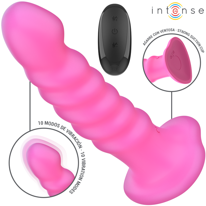 INTENSE - CINDY VIBRATOR SIZE L SPIRAL DESIGN 10 VIBRATIONS PINK REMOTE CONTROL - Amore24