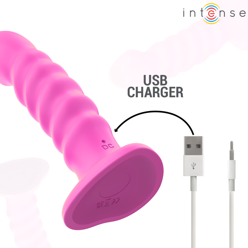 INTENSE - CINDY VIBRATOR SIZE L SPIRAL DESIGN 10 VIBRATIONS PINK REMOTE CONTROL - Amore24