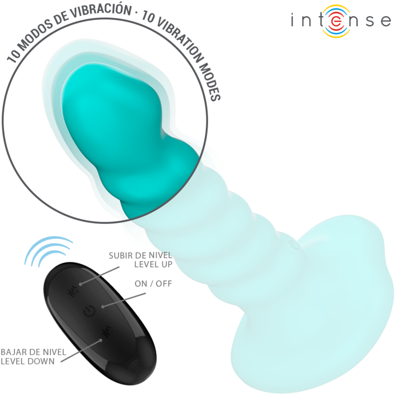 INTENSE - BUFFY VIBRATOR SIZE S SPIRAL DESIGN 10 VIBRATIONS BLUE REMOTE CONTROL - Amore24