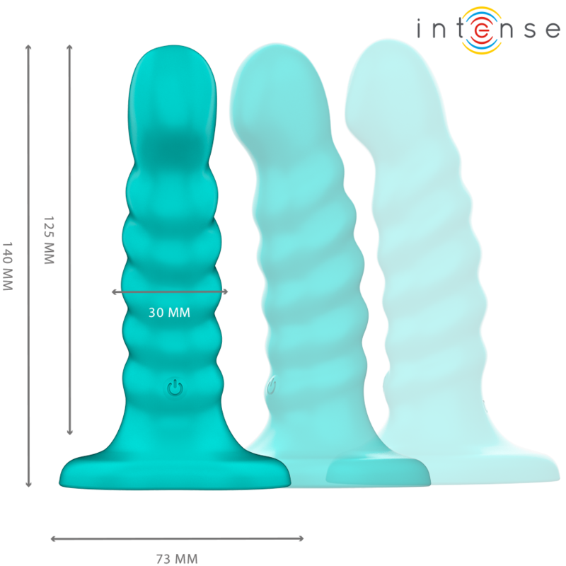 INTENSE - BUFFY VIBRATOR SIZE S SPIRAL DESIGN 10 VIBRATIONS BLUE REMOTE CONTROL - Amore24