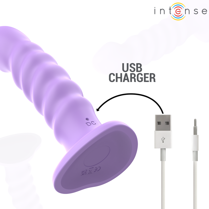 INTENSE - BRENDA VIBRATOR SIZE M SPIRAL DESIGN 10 VIBRATIONS PURPLE REMOTE CONTROL - Amore24
