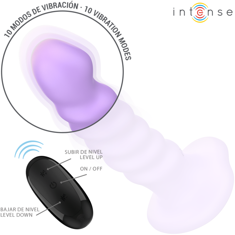 INTENSE - BRENDA VIBRATOR SIZE M SPIRAL DESIGN 10 VIBRATIONS PURPLE REMOTE CONTROL - Amore24