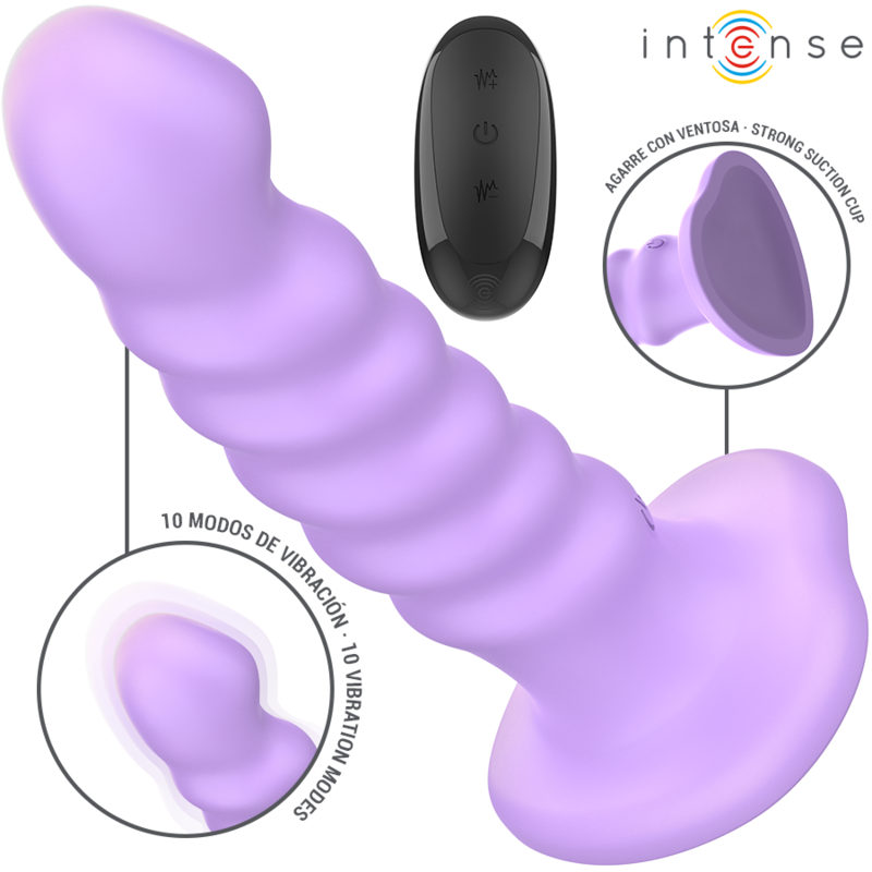 INTENSE - BRENDA VIBRATOR SIZE M SPIRAL DESIGN 10 VIBRATIONS PURPLE REMOTE CONTROL - Amore24