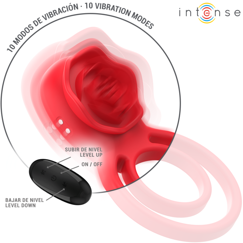 INTENSE - GAIL STIMULATOR ROSE 10 VIBRATIONS RED REMOTE CONTROL - Amore24