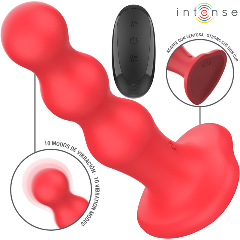 INTENSE - CODY VIBRATOR WITH SUCTION CUP RED REMOTE CONTROL - Amore24