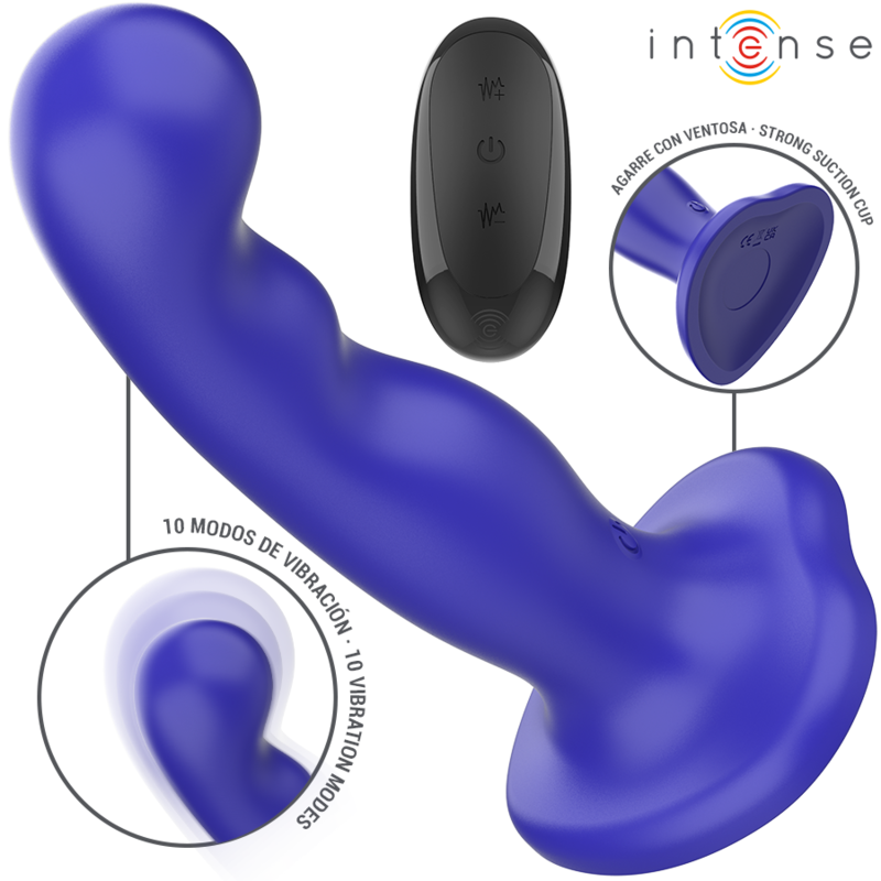 INTENSE - SHORTY VIBRATOR WITH SUCTION CUP BLUE REMOTE CONTROL - Amore24