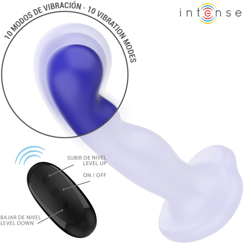 INTENSE - SHORTY VIBRATOR WITH SUCTION CUP BLUE REMOTE CONTROL - Amore24