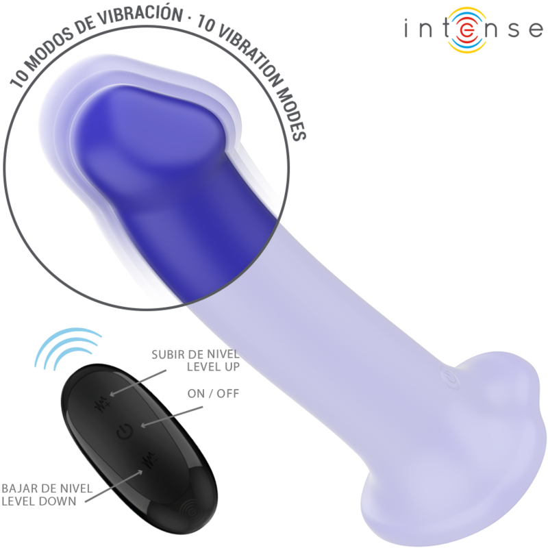 INTENSE - VICTORIA VIBRATOR WITH SUCTION CUP 10 VIBRATIONS DARK BLUE REMOTE CONTROL - Amore24