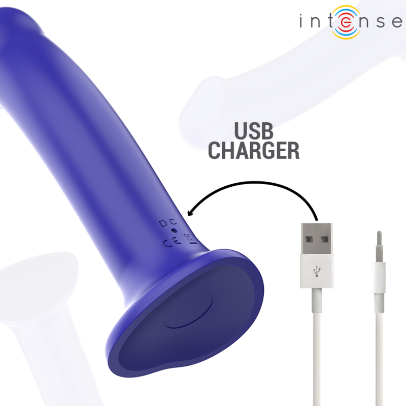 INTENSE - VICTORIA VIBRATOR WITH SUCTION CUP 10 VIBRATIONS DARK BLUE REMOTE CONTROL - Amore24