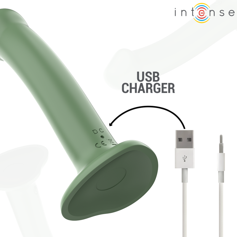 INTENSE - BECCA VIBRATOR WITH SUCTION CUP 10 VIBRATIONS GREEN REMOTE CONTROL - Amore24