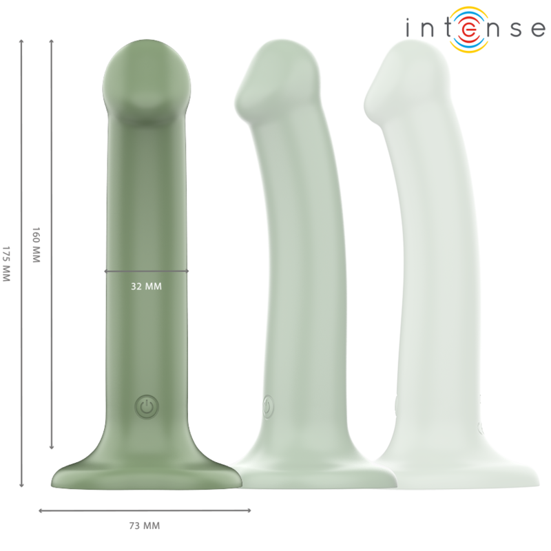 INTENSE - BECCA VIBRATOR WITH SUCTION CUP 10 VIBRATIONS GREEN REMOTE CONTROL - Amore24