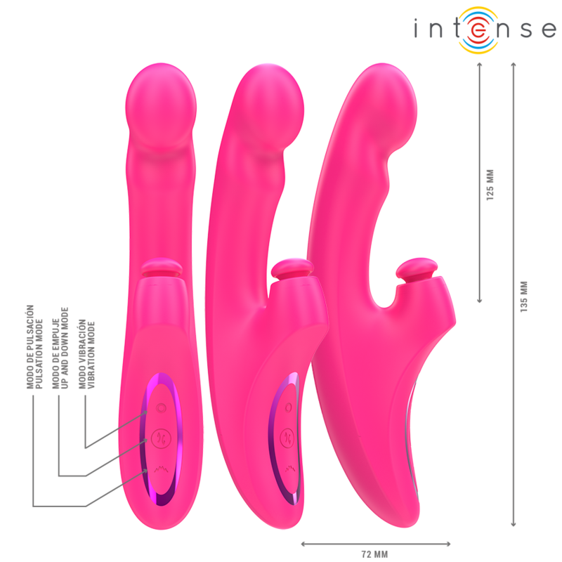 INTENSE - EMI VIBRATOR 13.5 CM MULTIFUNCTION 3 IN 1 10 VIBRATIONS PINK - Amore24
